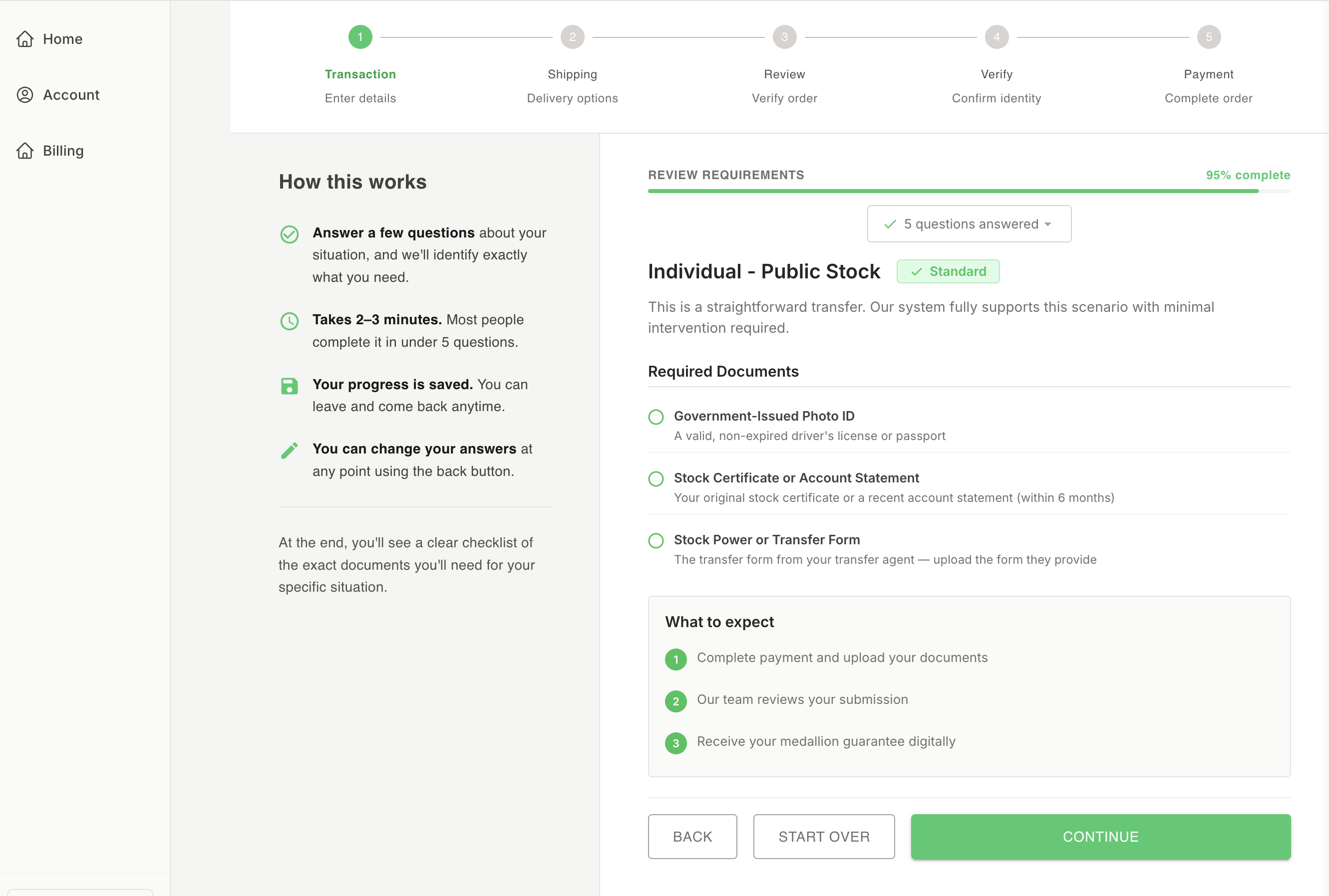 Transaction detail in the eSignature portal
